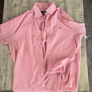 Vineyard vines pink checkered whale shirt. Button down size M.